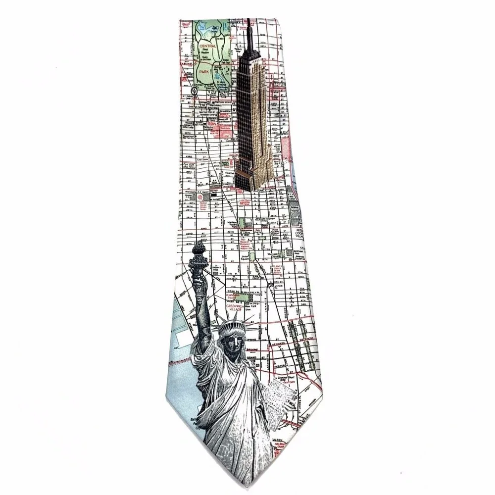 Rene Chagal New York City Tie NY Empire State Statue of Liberty Map Necktie 56